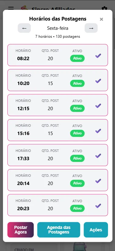 Agenda de ofertas automatizada no Sincro