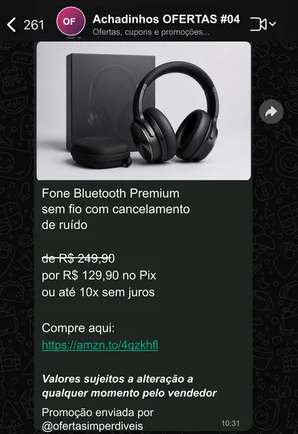 Oferta publicada em grupo monitorado pelo Sincro