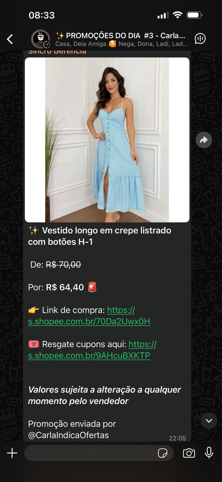Oferta postada automaticamente no grupo 4